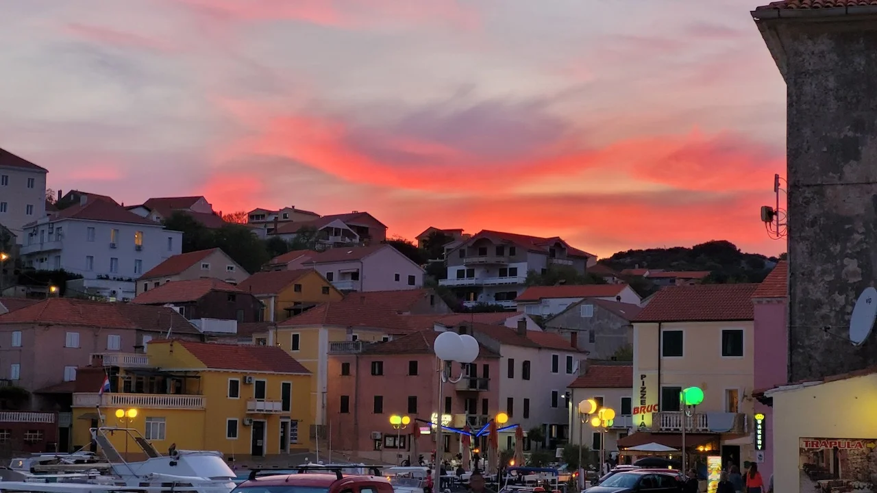 Successful Sailing - City sunset in the evening