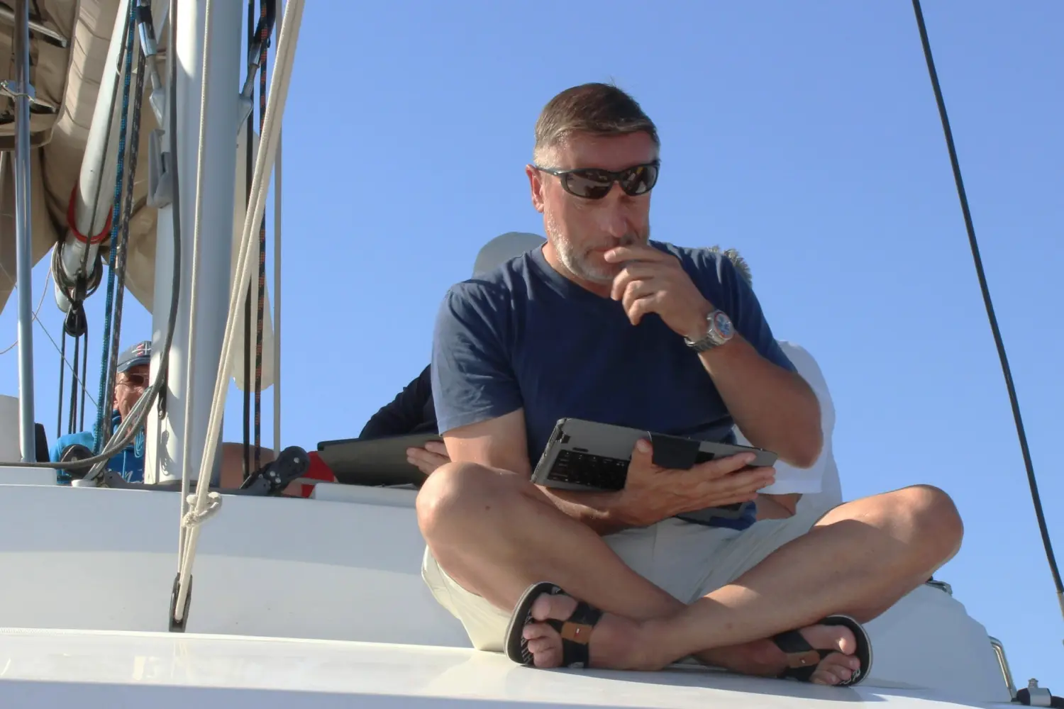 Successful Sailing - Skipper Thomas Lindloff sailing on the sea